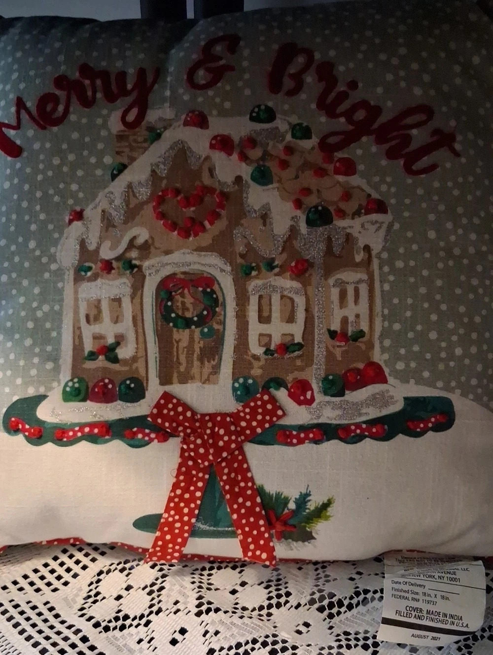 BNWT PIONEER WOMAN Christmas Decorative Pillow-Cowboy Boot Or Gingerbread House